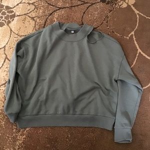 Green cold shoulder sweatshirt